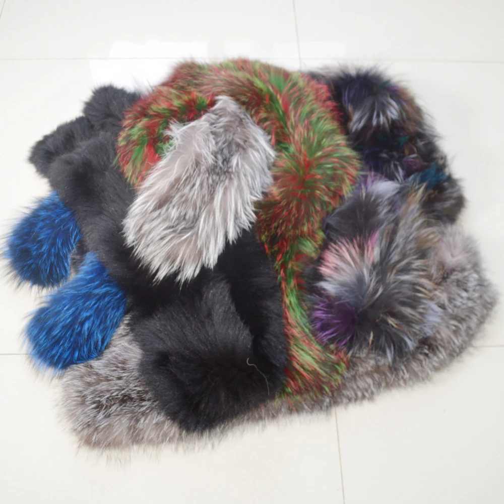 Outdoor Long Style Women Real Fox Fur Scarf Winter Warm Soft Knit Shawl Good Quality Natural Ring Scarves |