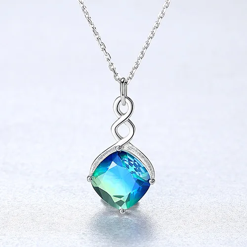 

Wholesale S925 Sterling Silver Necklace Pendent Sky Blue Fine Jewelry Chain Fahsion Accessories Beauty Women