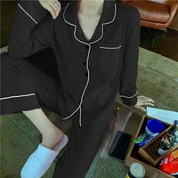 qweek korean sleepwear womens pajamas 2021 home clothes set for girls suit white long sleeve pijama homewear nightie pyjamas