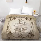 Пододеяльник с 3d-рисунком пиратских кораблей и сокровищ, размер 200x220, наволочки без наволочек и простыней, домашний текстиль, одеяло, 1 шт.