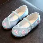 Детская обувь для девочек; Детская одежда с вышивкой; Повседневная Тканевая обувь в китайском стиле Стиль девичьи туфли в стиле Старый Пекин; В национальном стиле; Обувь для танцев