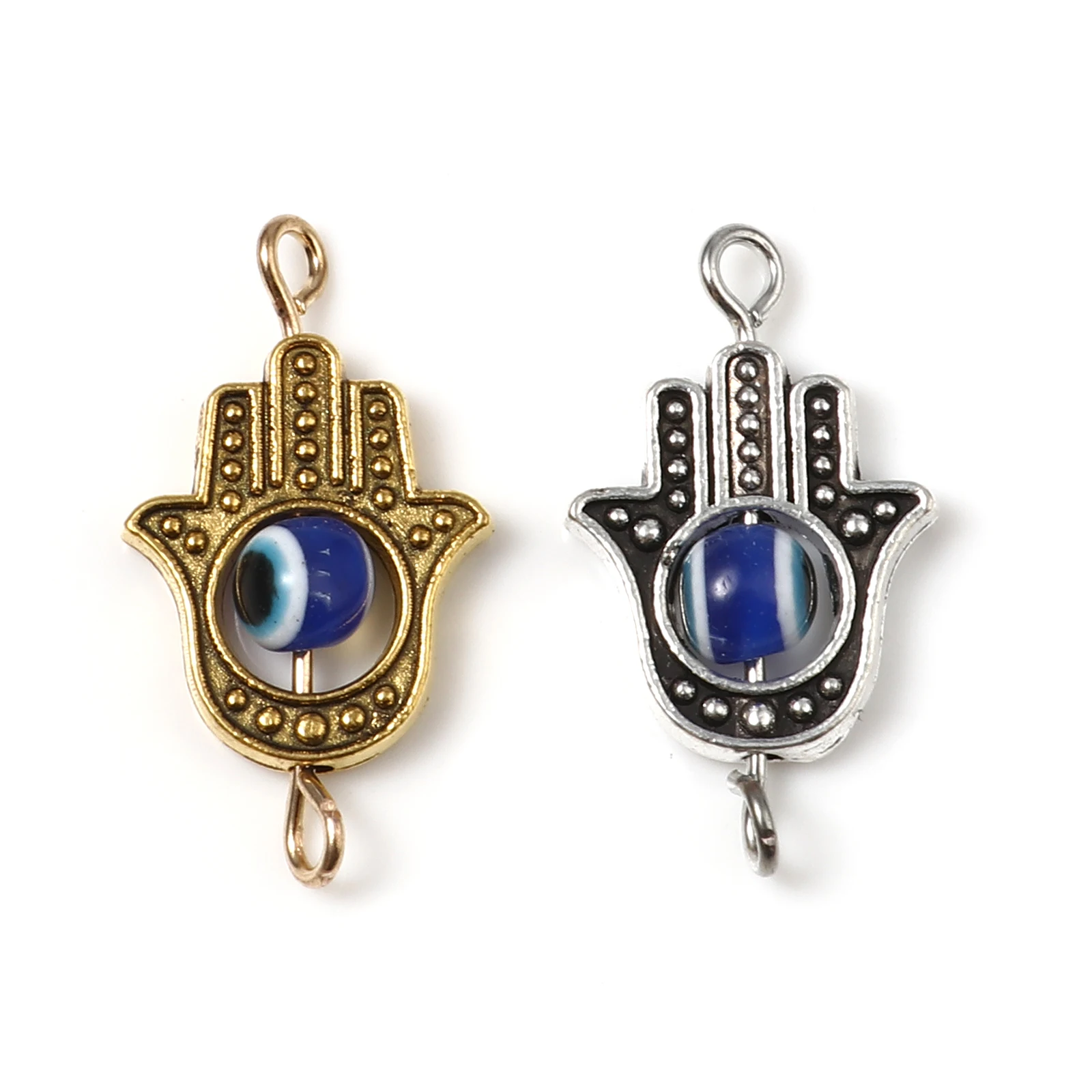 

Religious Connectors Symbol Hand Blue Acrylic Eye Beads Vintage Charms DIY Making Bracelets Necklace Jewelry 23mm x 13mm,10PCs