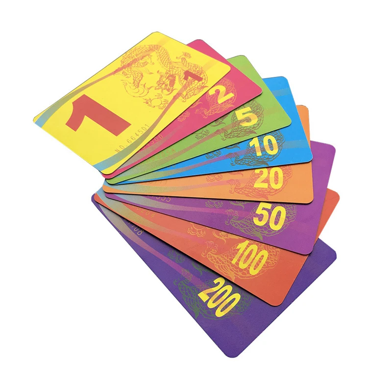

20 Pieces 85*55mm PVC Mahjong Chip Plastic Coin Square Chips Count Card With Value For Board Games
