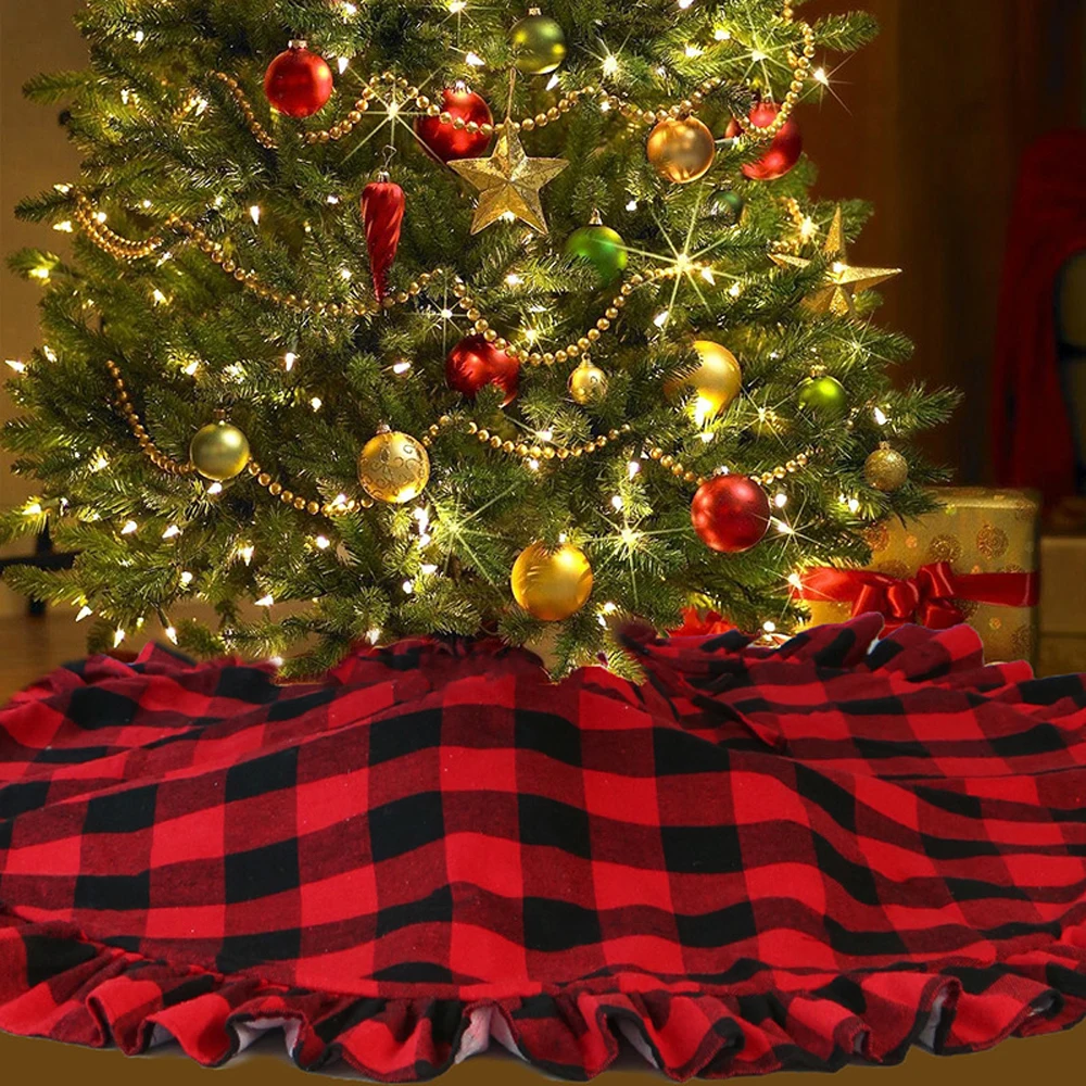 1 Pcs Christmas Tree Dress Ornament Classic Red And Black Plaid Skirt Placed Gift Up Family Venue Layout | Дом и сад
