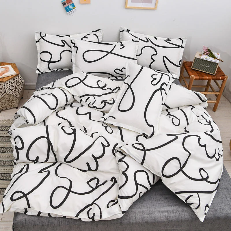 

Black and White Bedclothes Abstract Queen Size housse de couette Double Bedding Set King Size Bed Cover