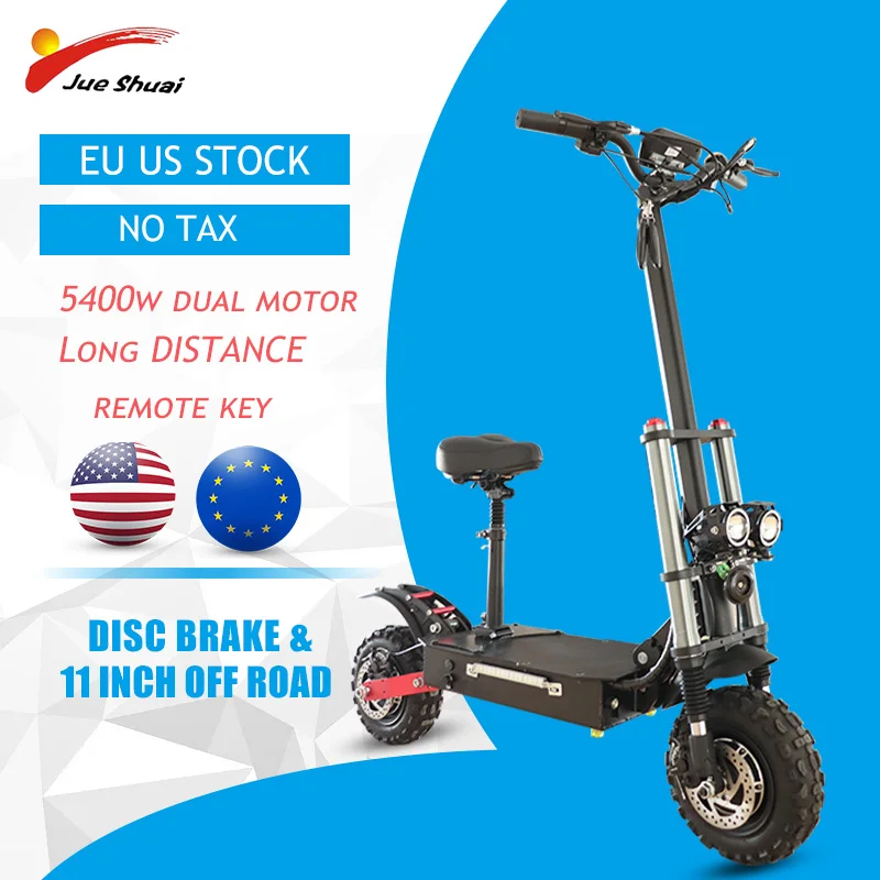 Kaufen 60 V 5400 W Elektrische Roller Max Geschwindigkeit 80 KM/H Off Road 11 Zoll Faltbare Kick Roller Dual Motor Motorrad Mit Sitz Für Erwachsene