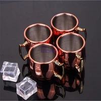2pcs 60ml shot moscow mule mugs set cocktail mini 2 ounce whiskey espresso wine drinkware copper plated cups for drinks bar tool