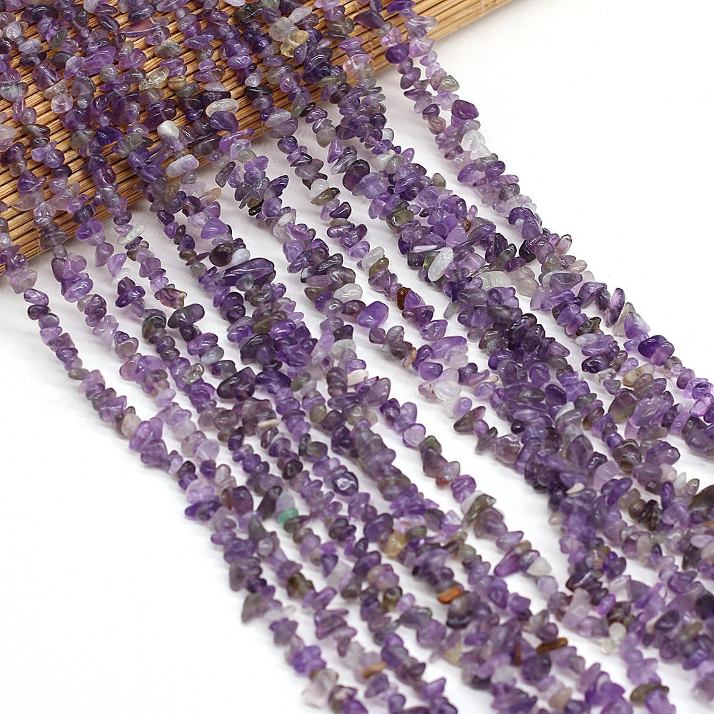 

40cm Natural Irregular Deep Amethysts Stone Freeform Chips Gravel Beads For Jewelry Making DIY Bracelet Necklace Size 3x5-4x6mm