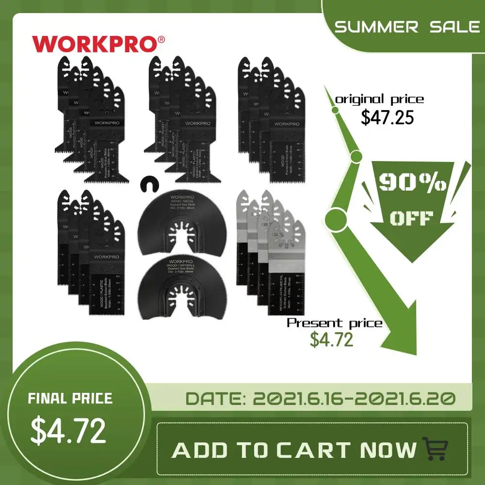 Лезвия для пилы WORKPRO, 22 шт., многоосциллирующие инструменты, аксессуары для металла/дерева, набор Быстросъемных лезвий для пилы, лезвия CRV
