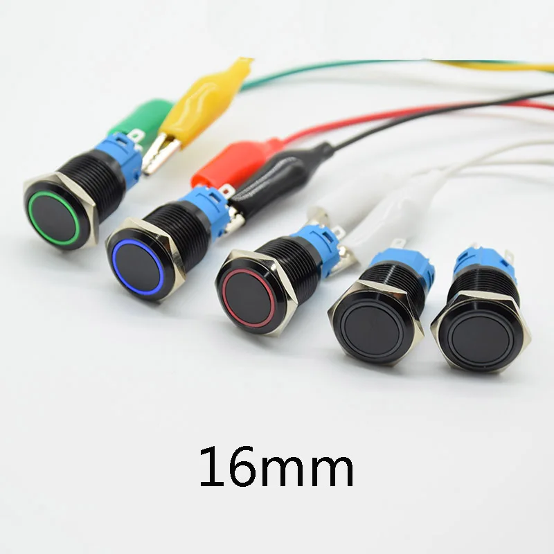 Водонепроницаемый металлический кнопочный переключатель 5 В 12 24 110 220 16