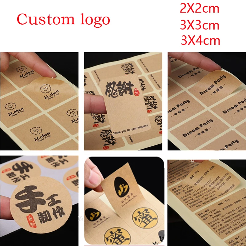 

1000 шт., круглые квадратные наклейки с логотипом на заказ