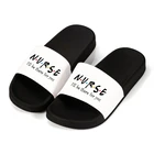 Шлепанцы женские с принтом медсестры, Нескользящие плоские сандалии для ванной и спальни, пляжные тапочки с мультяшным принтом для пар