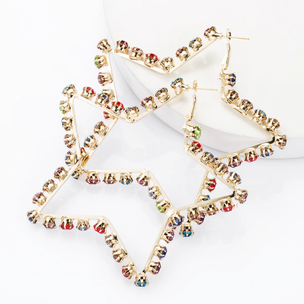 New 2019 Personality Super Big Geometric Square Hollow Out Star Love Heart Large Hoop Earrings For Women Gold Color Jewelry | Украшения и