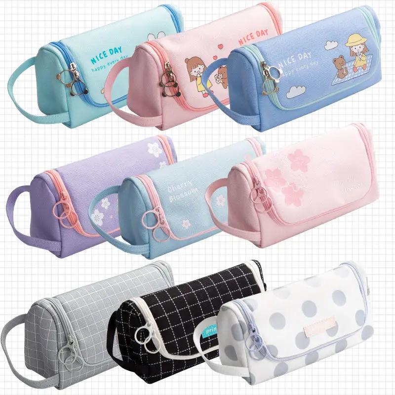 

Creative Canvas Large Capacity And Multiple Colour Pencil Case School Pen Case Supplies Pencil Bag Pencils Pouch Stationery