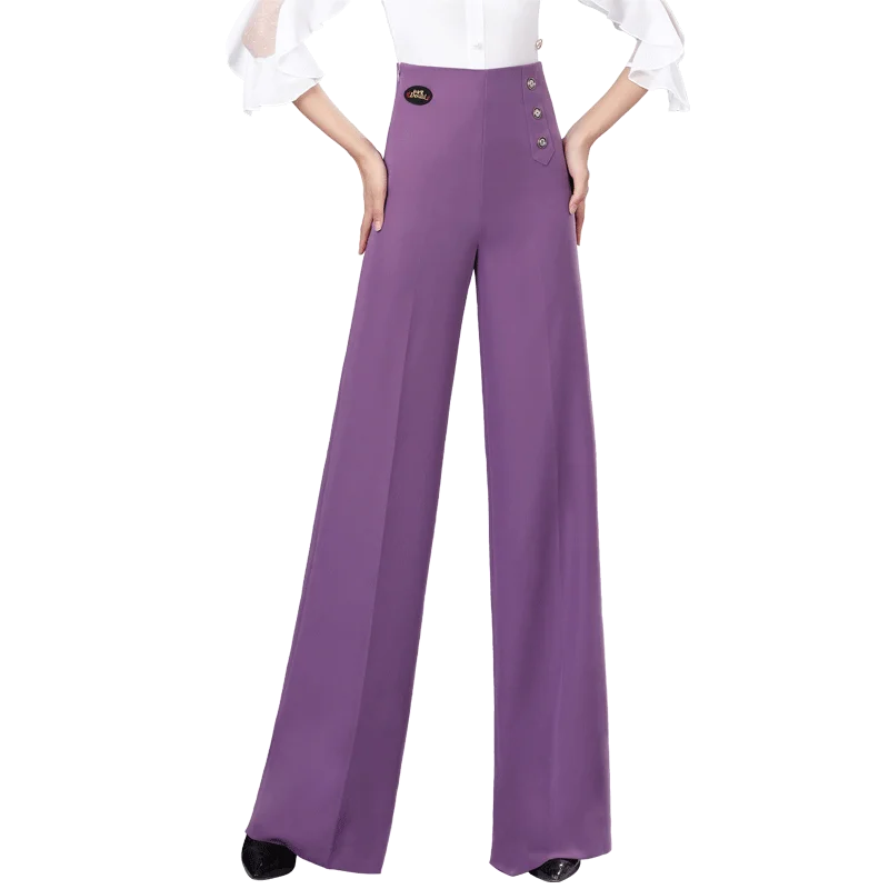

Latin Dance Pants Women High Waist Slim Straight Leg Pants 2021 New Purple Professional National Standard Dance Pants