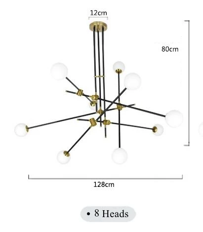 

LuKLoy Post Modern Chandelier, Branch Light Living Room Hall Iron Modo Glass Ball Simple Lines Pendant Lamp Lighting Fixture