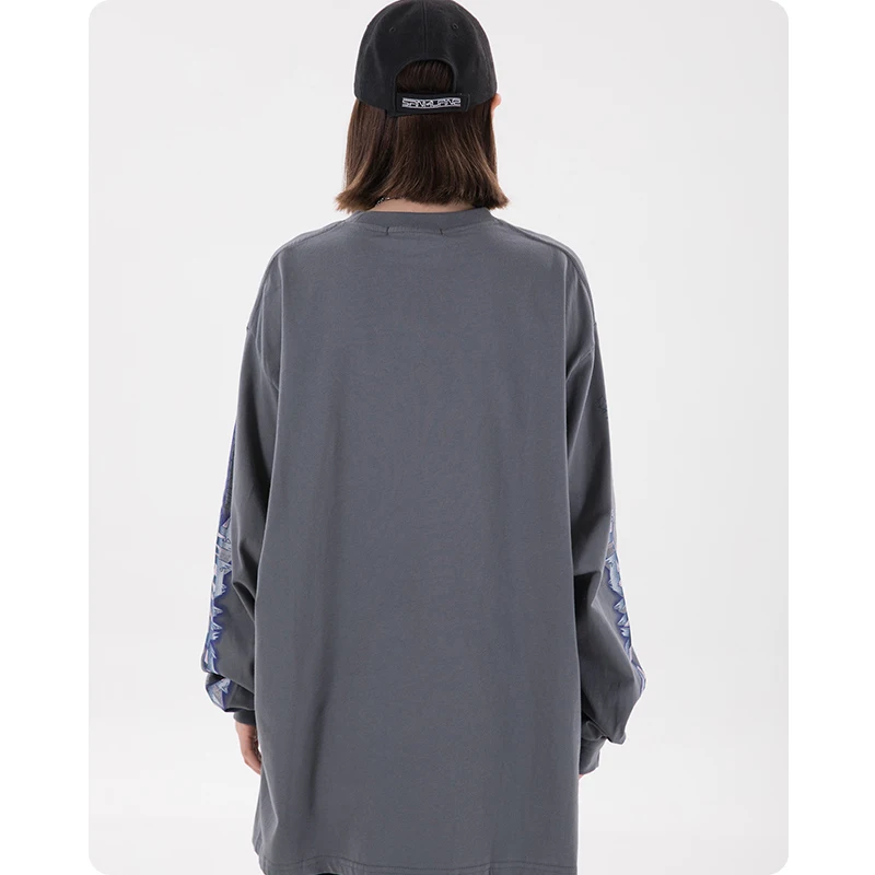 

Kongshanji letter printed long sleeve T-shirt Men's clothes loose oversized spring Hip hop Harajuku High street Japanese style