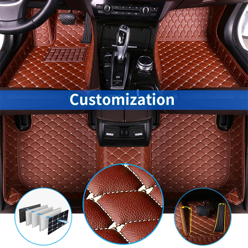 New Custom Car Floor Mats For 98% Car Model Leather Rugs Automotive Carpet For 5-Seat Car
