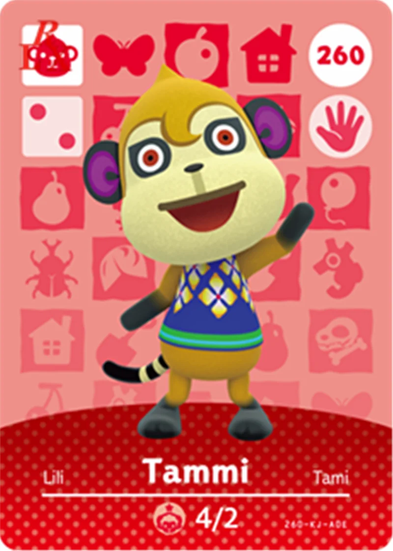 

8pcs Monkeys Animal Croxxing Villagers Cards ACNH Deli Flip Nana Tammi Simon NFC Game Cards Ntag215 Tags NS Switch WiiU