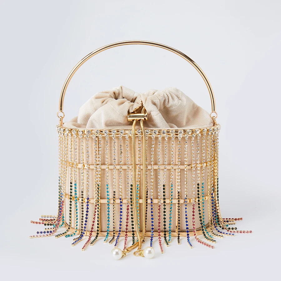 Цвет стразы вечерняя сумка клатч с кисточкой для женщин 2020 Корейская роскошная