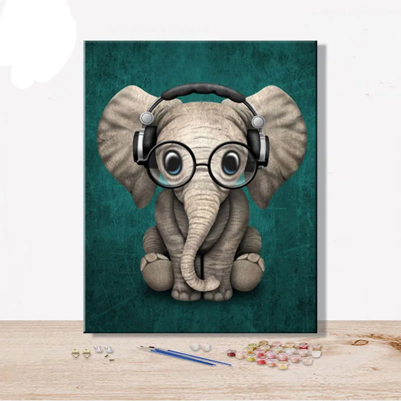 Раскрашивание по номерам животных в виде слона Современные художественные