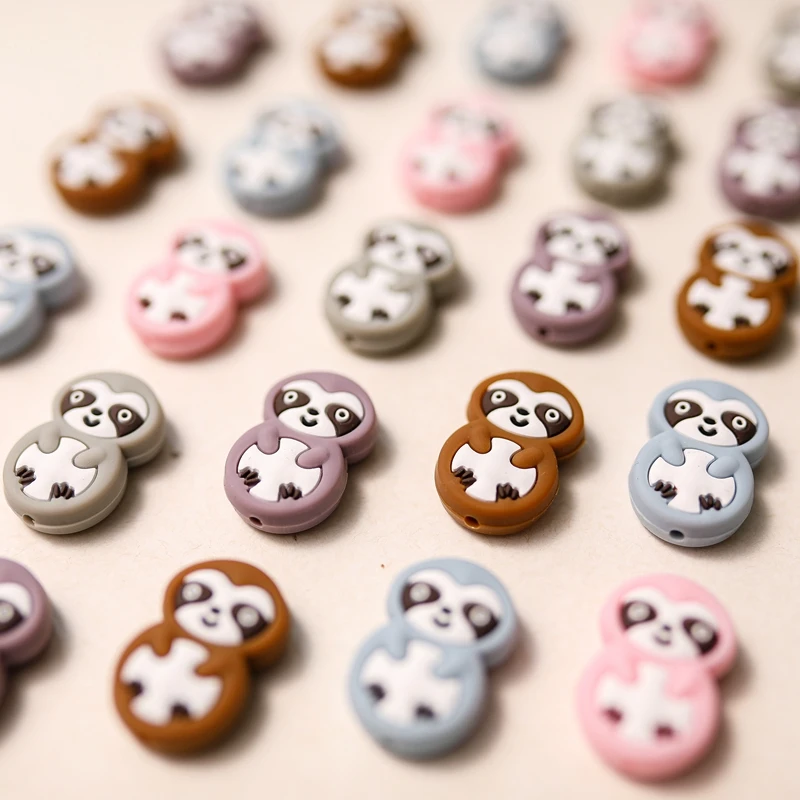 

5pcs Sloth Bear Silicone Beads BPA Teething Toys Baby Diy Animal Rodent Silicone Baby Teether Babies accessories Food Grade Bead