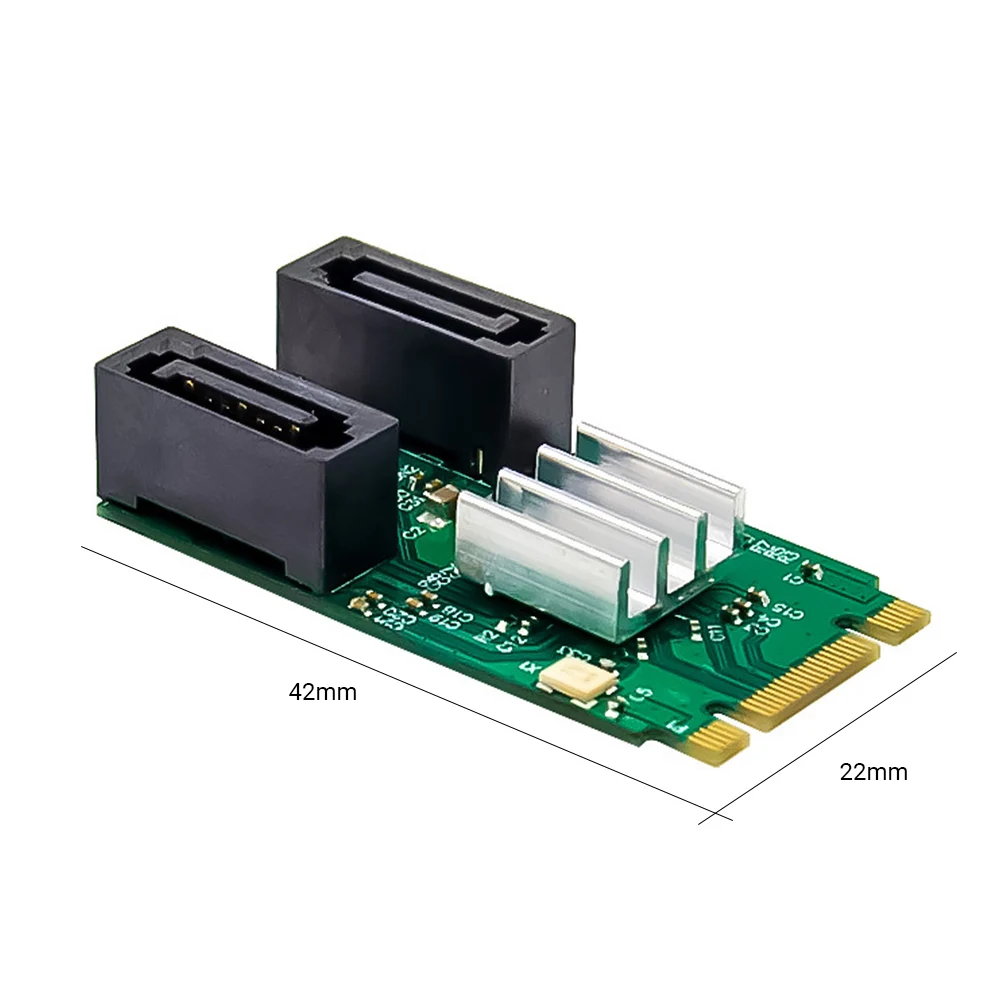 

ST551 M.2 B+M KEY To Two Ports SATA GEN3.0 6G Expansion Card PCIe ASM1061 Chip Built In Disk Riser Card For Desktop