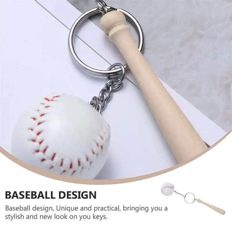 

5pcs Baseball Key Chain Sports Key Ring Charm Pendant Decorative Key Chain