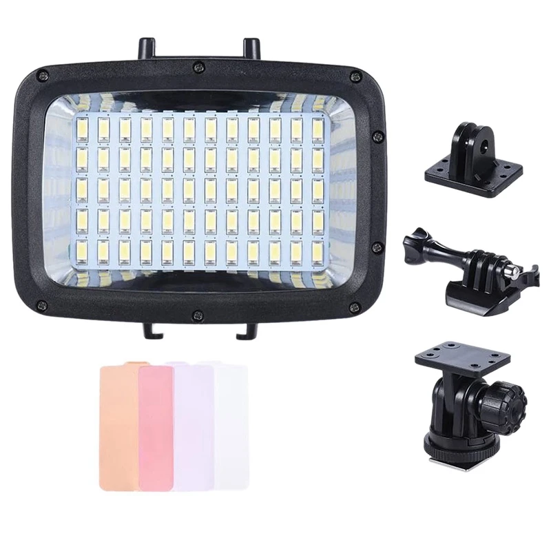 

Diving Led Video Light 40M Waterproof 5500K 1800Lm 60Led Fill Light For Outdoor Video Recording Of Gopro Sports Cameras