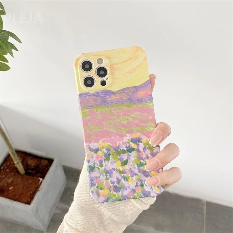 Мягкий чехол для телефона с рисунком цветов и рамкой iPhone 12 11 Pro Max XR X XS 7 8 Plus SE 2020