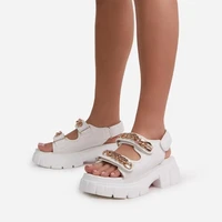 large size ladies beach shoes new metal chain platform sandals summer open toed sandals