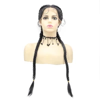 36 extra long box braid wig glueless lace frontal synthetic braided wigs cornrow braids lace wig with baby hair for black women