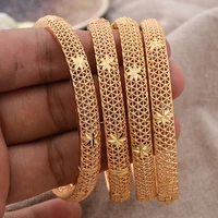 new 4pcslot gold color dubai bangles for women ethiopian flower bracelets middle east wedding african jewelry gifts