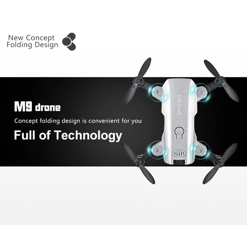 Дрон Радиоуправляемый квадрокоптер мини камера HD 1080P Wifi FPV складной высота
