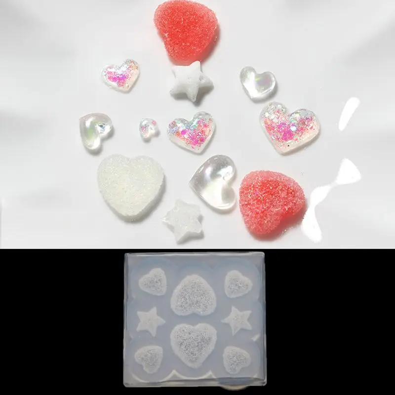 

Sugar Star Heart Soft Candy Pendant Mold Gummy Candy Hairpin Slilcone Resin Mold 87HC