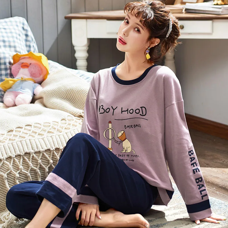 Фиолетовая одежда для отдыха смешанные цвета 2019 хлопок мультяшная собака