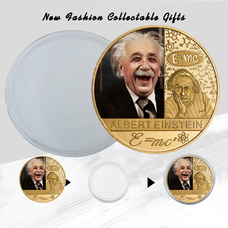 

Famous Physicist Gold Plated Commemorative Coins Set with Coin Holder Collectible Challenge Coin Educational Souvenir Gift