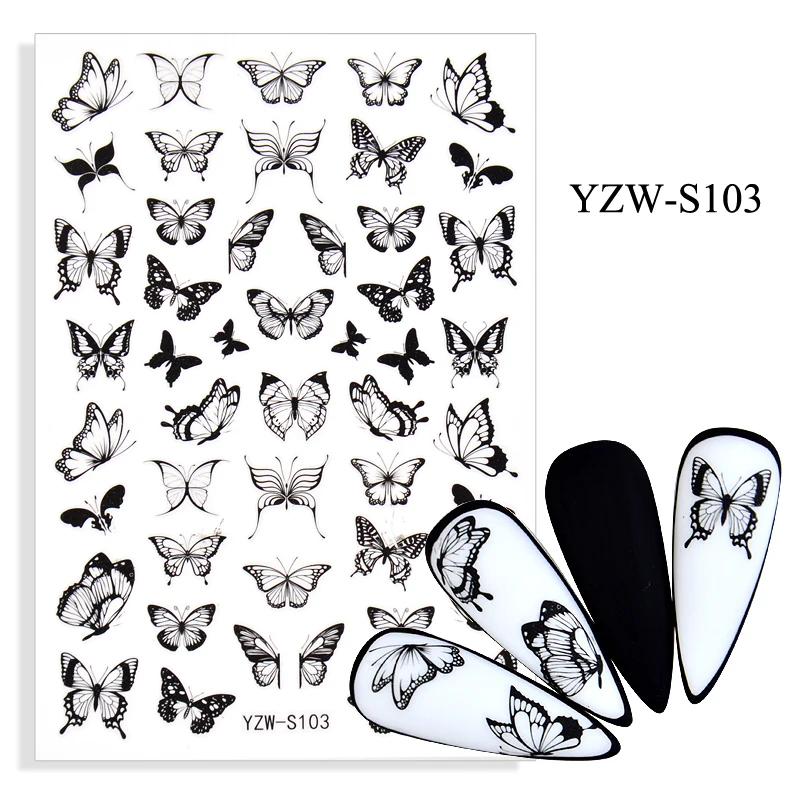 

3D Stickers for Nails Self-adhesive Cute Black Butterfly Nail Art Decorations Beautiful Insect Sticker Nail Foil Accessories
