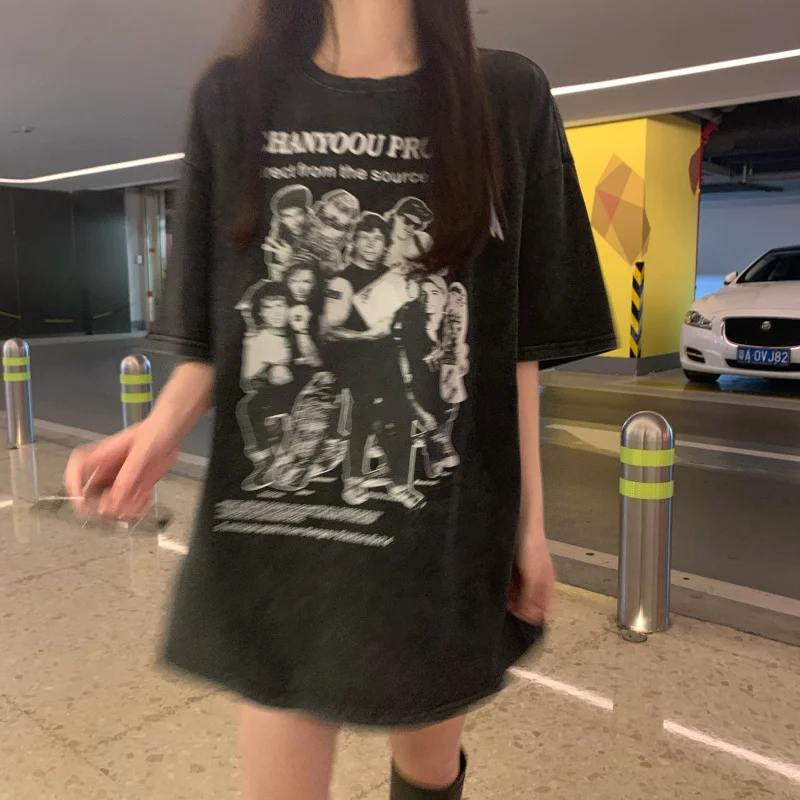 Женская футболка с коротким рукавом Harajuku Новинка лета 2021 свободный Американский