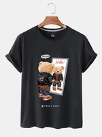 100 cotton narcissistic bear print short sleeved t shirt female summer male short sleeved couple oversized t shirt ladies shirt