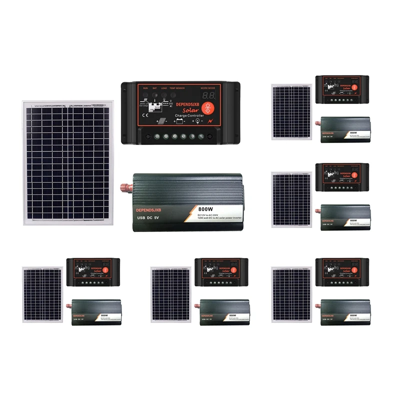 18V20W солнечная панель + 12V контроллер 800W Инвертор Dc12V Ac230V комплект генерации