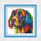 Радужная собака, пересчитанная ткань, вышивка крестиком 11CT и 14CT, DIY Вышивка комплекты ниток, домашний декор, наборы для вышивки крестиком
