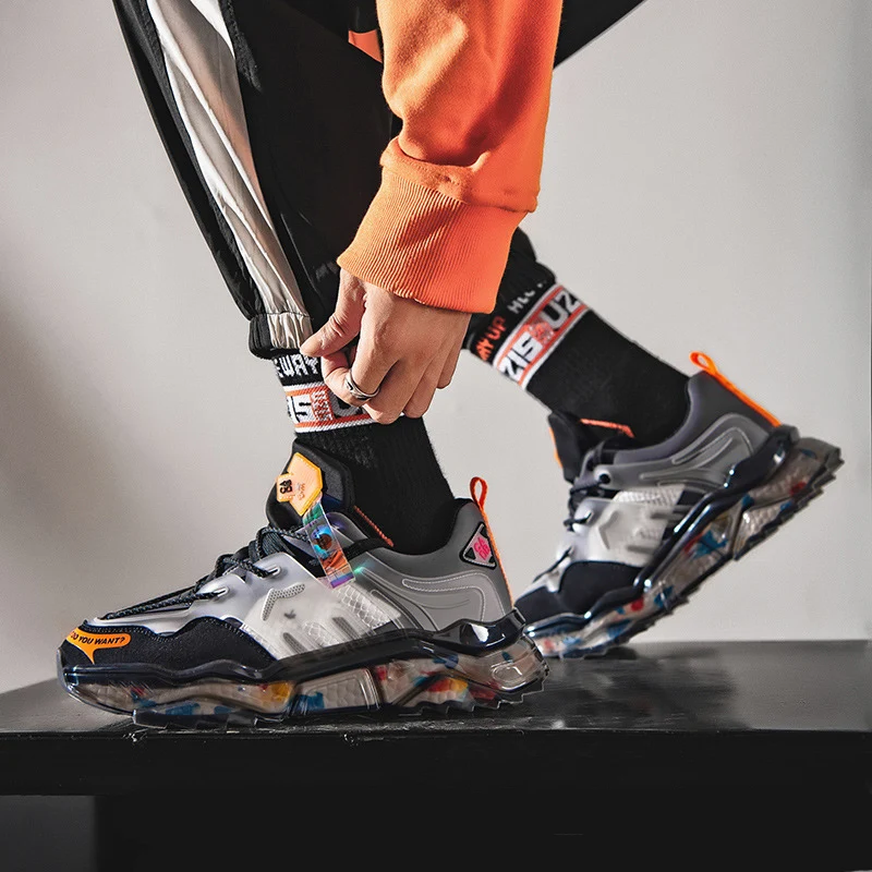 

2021 New Style Men Tide Sneakers Spring Fashion Color Patchwork Youth Street Cool Platform Casual Sport Dad Shoes Trainers