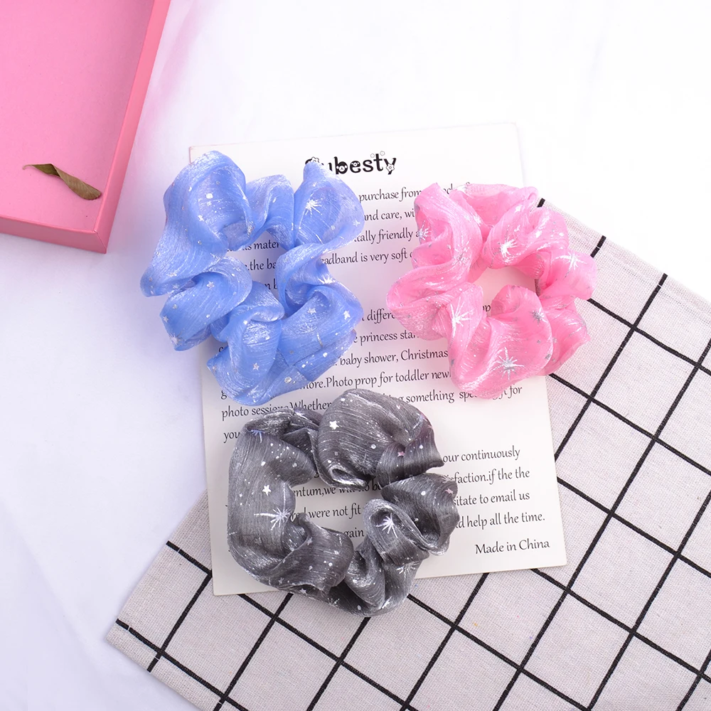 Женская звезда конфеты цвет шифон эластичная лента для волос резинки девочек