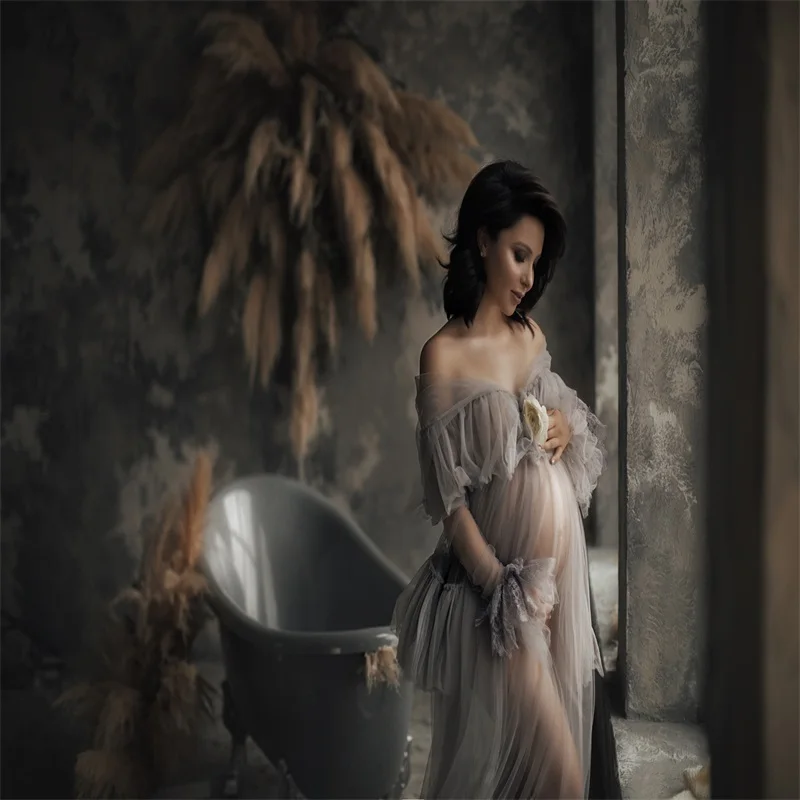 Серое Ночное платье для беременных одежда сна невесты халаты с Боковым Разрезом