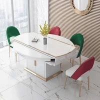 fashion folding dining round table furniture yemek masasi multifunctional concertina table telescopic dining table with chairs