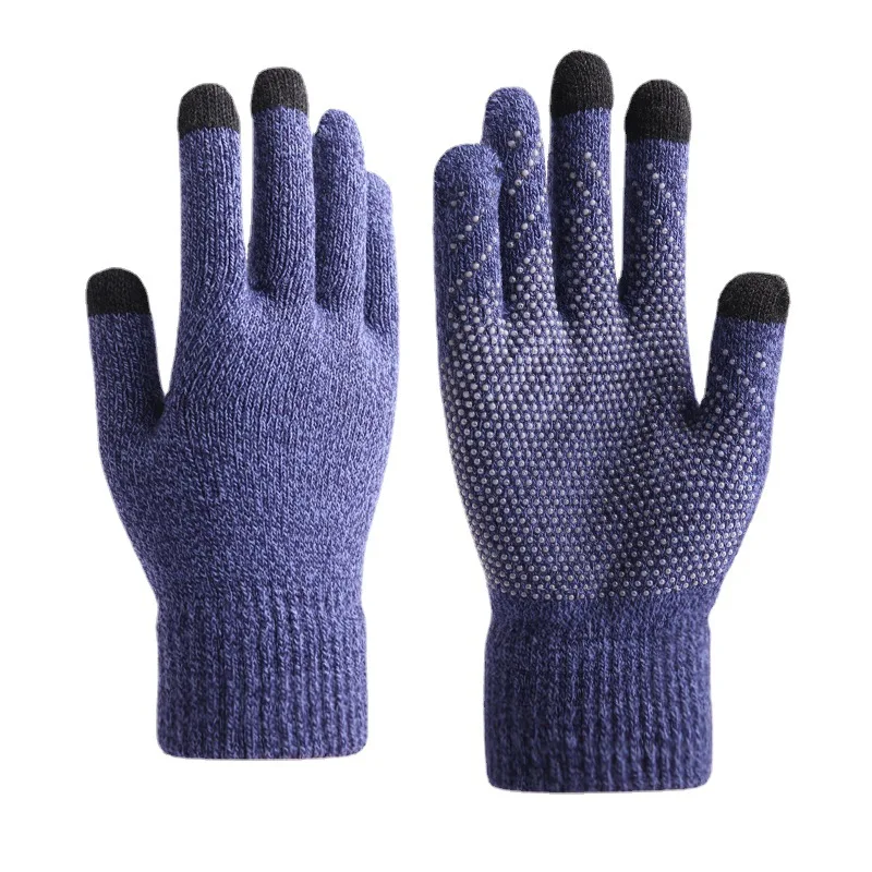 

Зимние вязаные Нескользящие перчатки из силикона для сенсорных экранов для мужчин и женщин, бархатные плотные теплые перчатки, оптовая про...