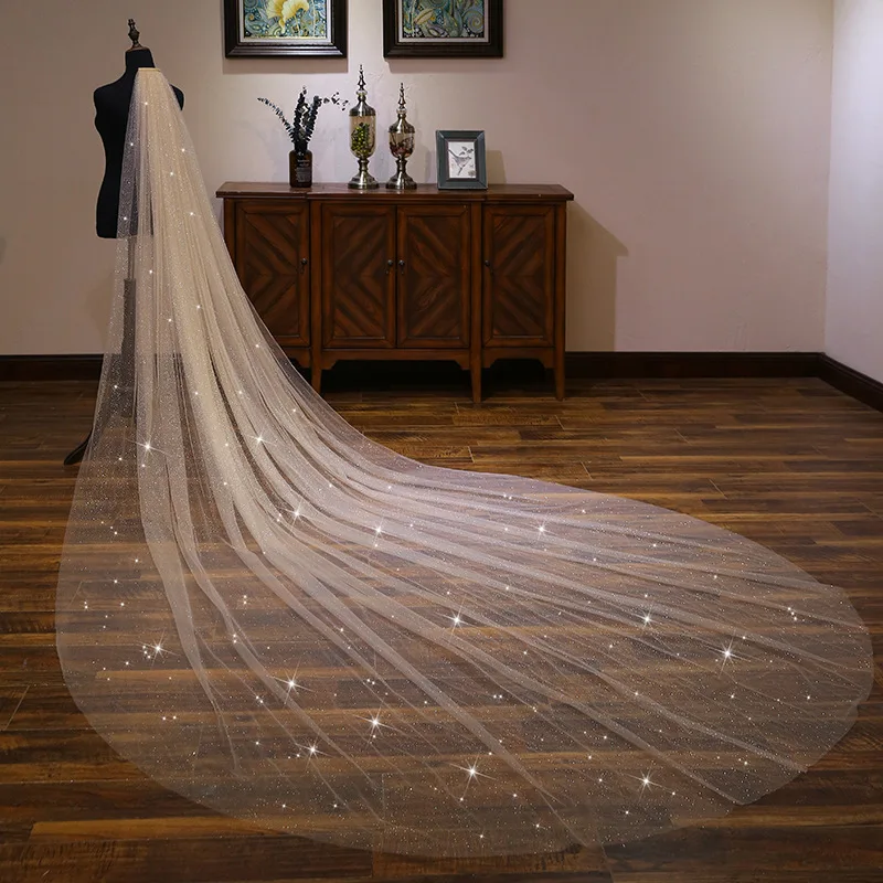 Фата свадебная длиной 3 м с расческой мягкая потрясающая Тюлевая длинная для