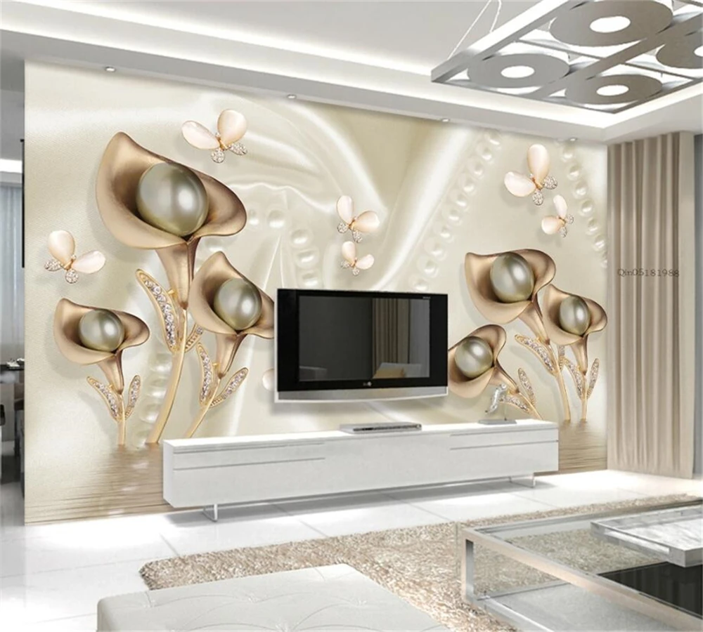 Большие пользовательские обои beibehang 3d Калла лист Бабочка Шелковый фон для