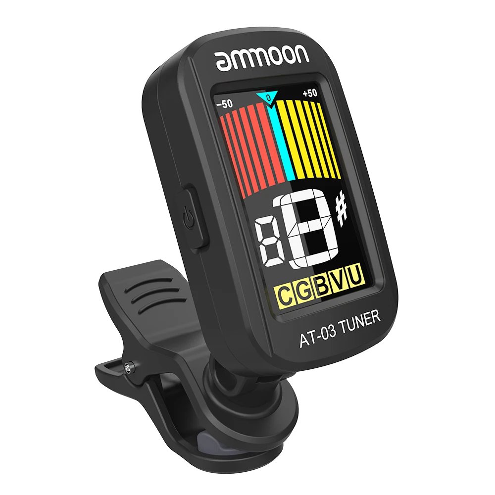 Тюнер для электрогитары ammoon AT 03 цветной ЖК экран вращение на 360 градусов